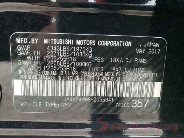 JA4AP4AW8HZ055341 2017 MITSUBISHI OUTLANDER