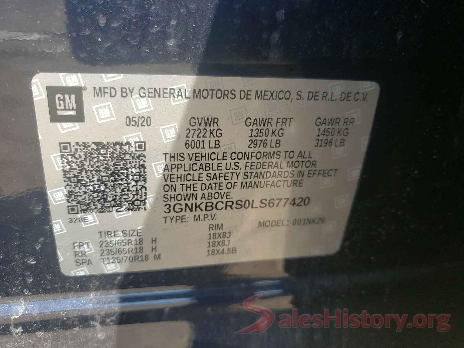 3GNKBCRS0LS677420 2020 CHEVROLET BLAZER