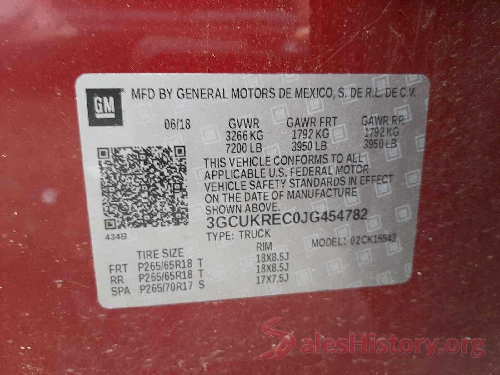 3GCUKREC0JG454782 2018 CHEVROLET SILVERADO