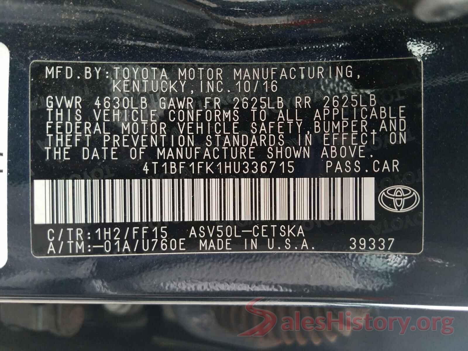 4T1BF1FK1HU336715 2017 TOYOTA CAMRY