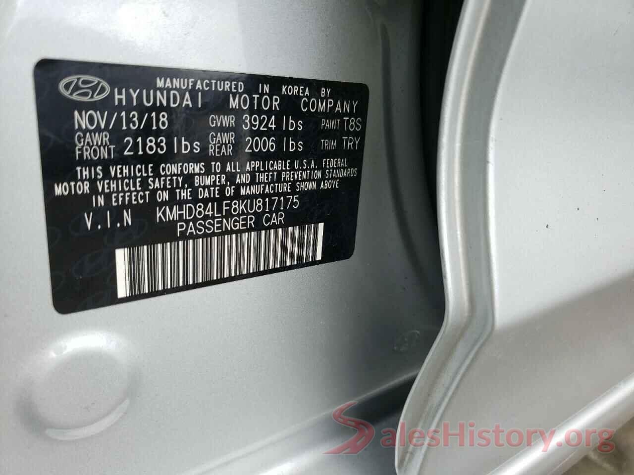 KMHD84LF8KU817175 2019 HYUNDAI ELANTRA