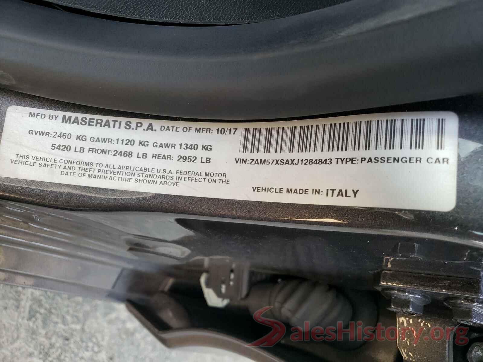 ZAM57XSAXJ1284843 2018 MASERATI ALL MODELS