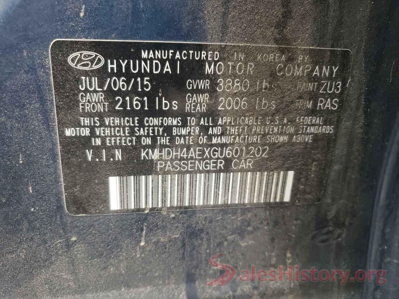 KMHDH4AEXGU601202 2016 HYUNDAI ELANTRA