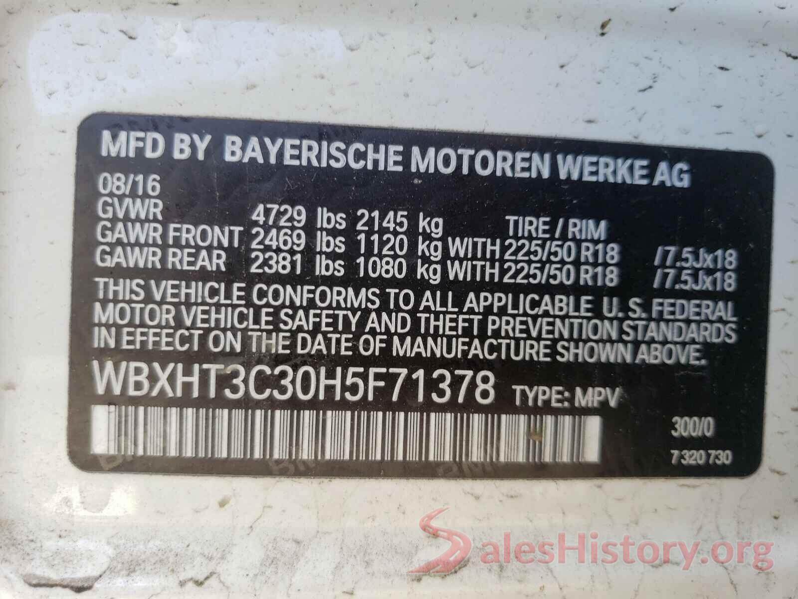 WBXHT3C30H5F71378 2017 BMW X1