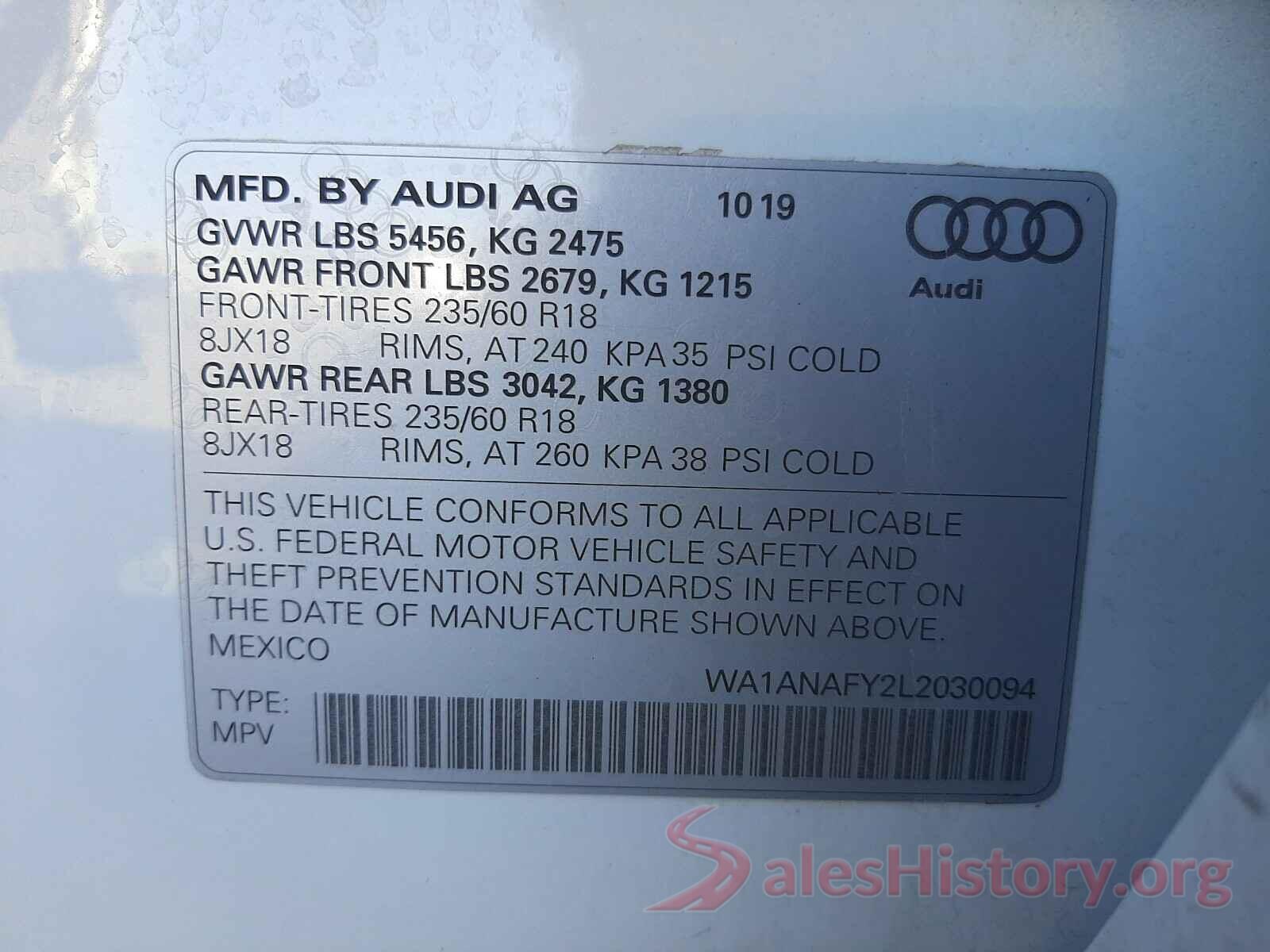 WA1ANAFY2L2030094 2020 AUDI Q5