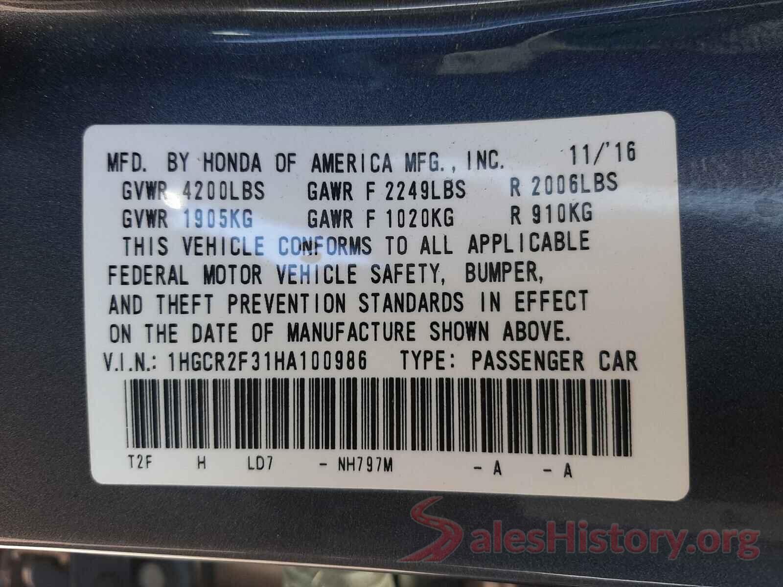 1HGCR2F31HA100986 2017 HONDA ACCORD