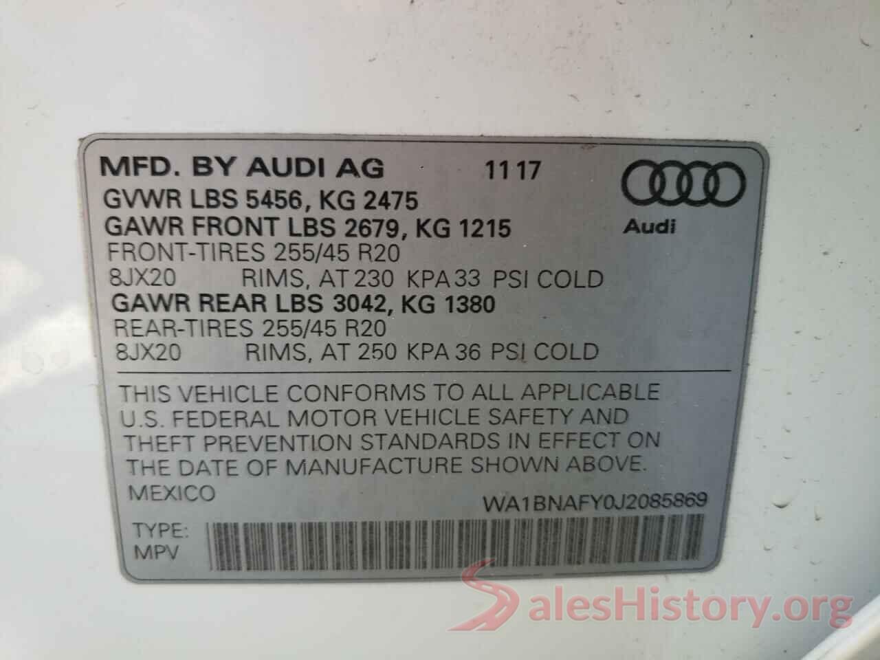 WA1BNAFY0J2085869 2018 AUDI Q5