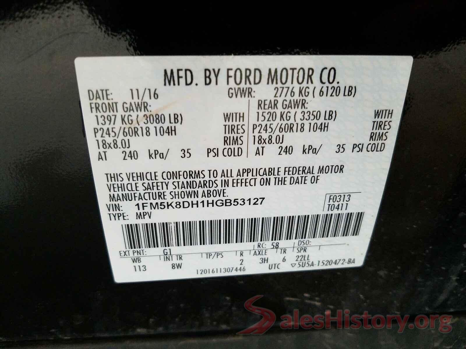 1FM5K8DH1HGB53127 2017 FORD EXPLORER