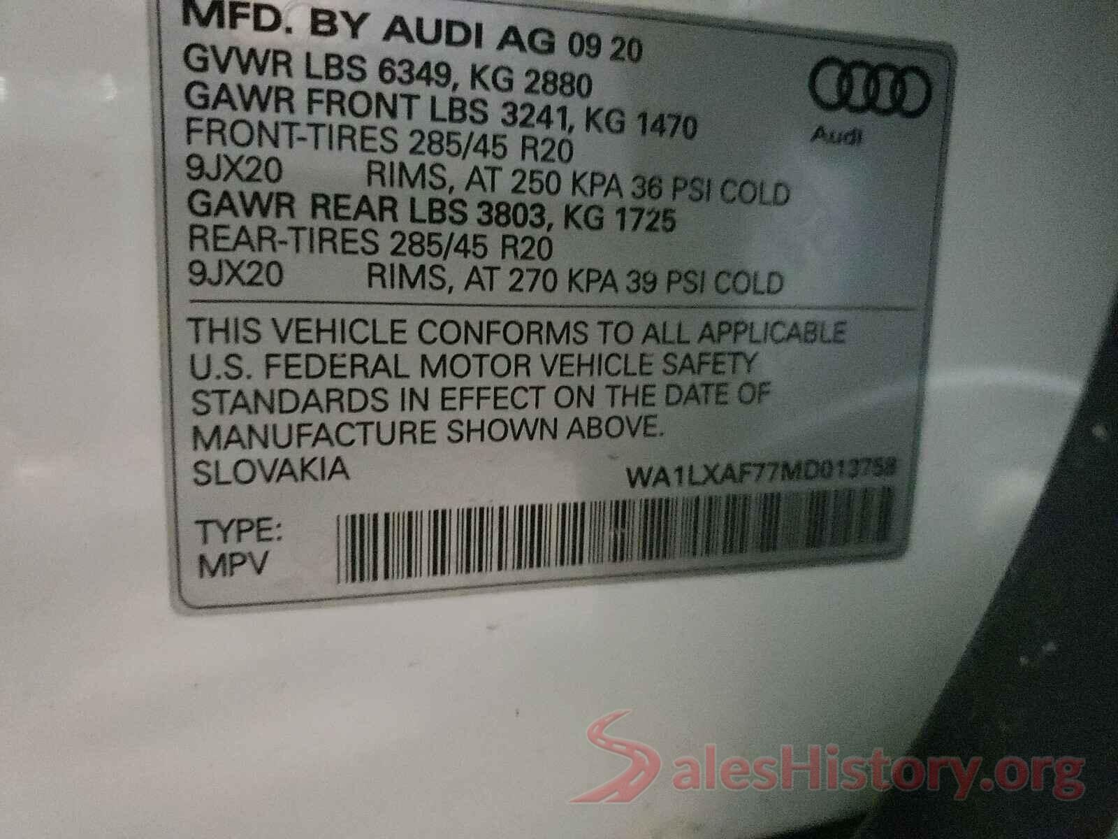 WA1LXAF77MD013758 2021 AUDI Q7