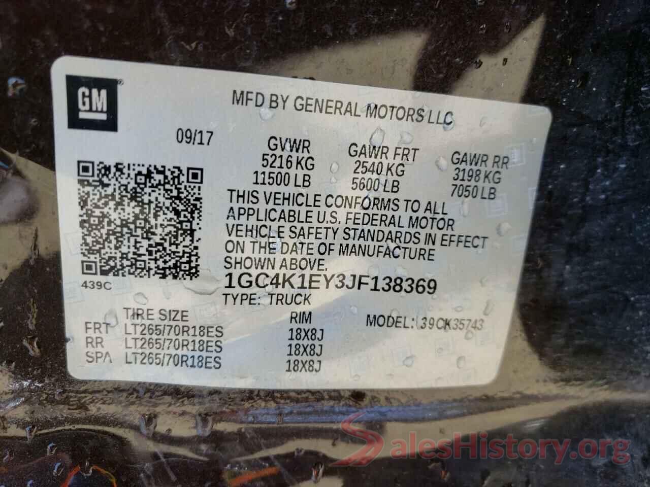 1GC4K1EY3JF138369 2018 CHEVROLET SILVERADO