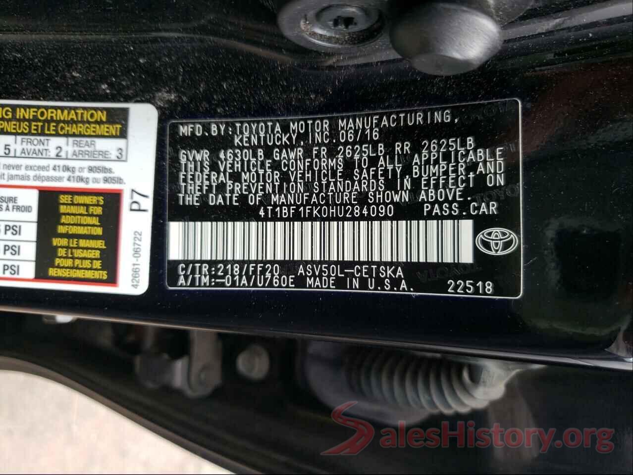 4T1BF1FK0HU284090 2017 TOYOTA CAMRY