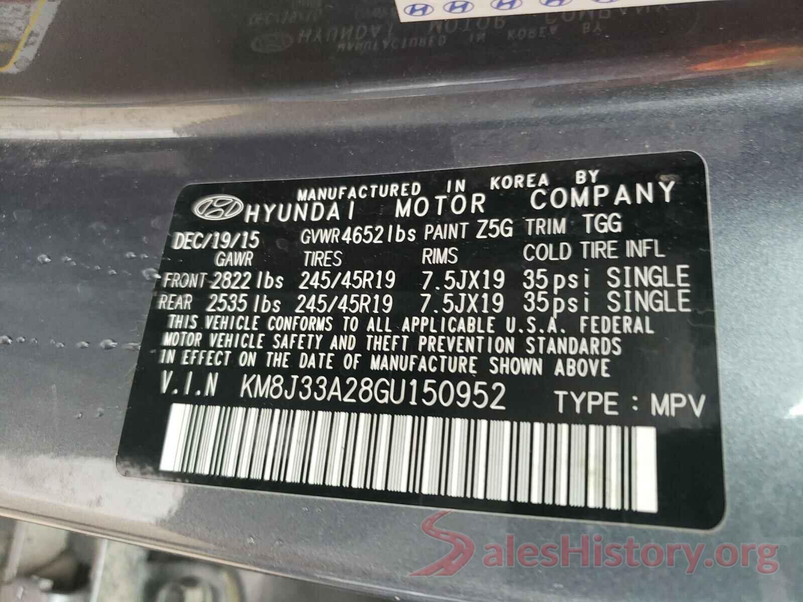 KM8J33A28GU150952 2016 HYUNDAI TUCSON