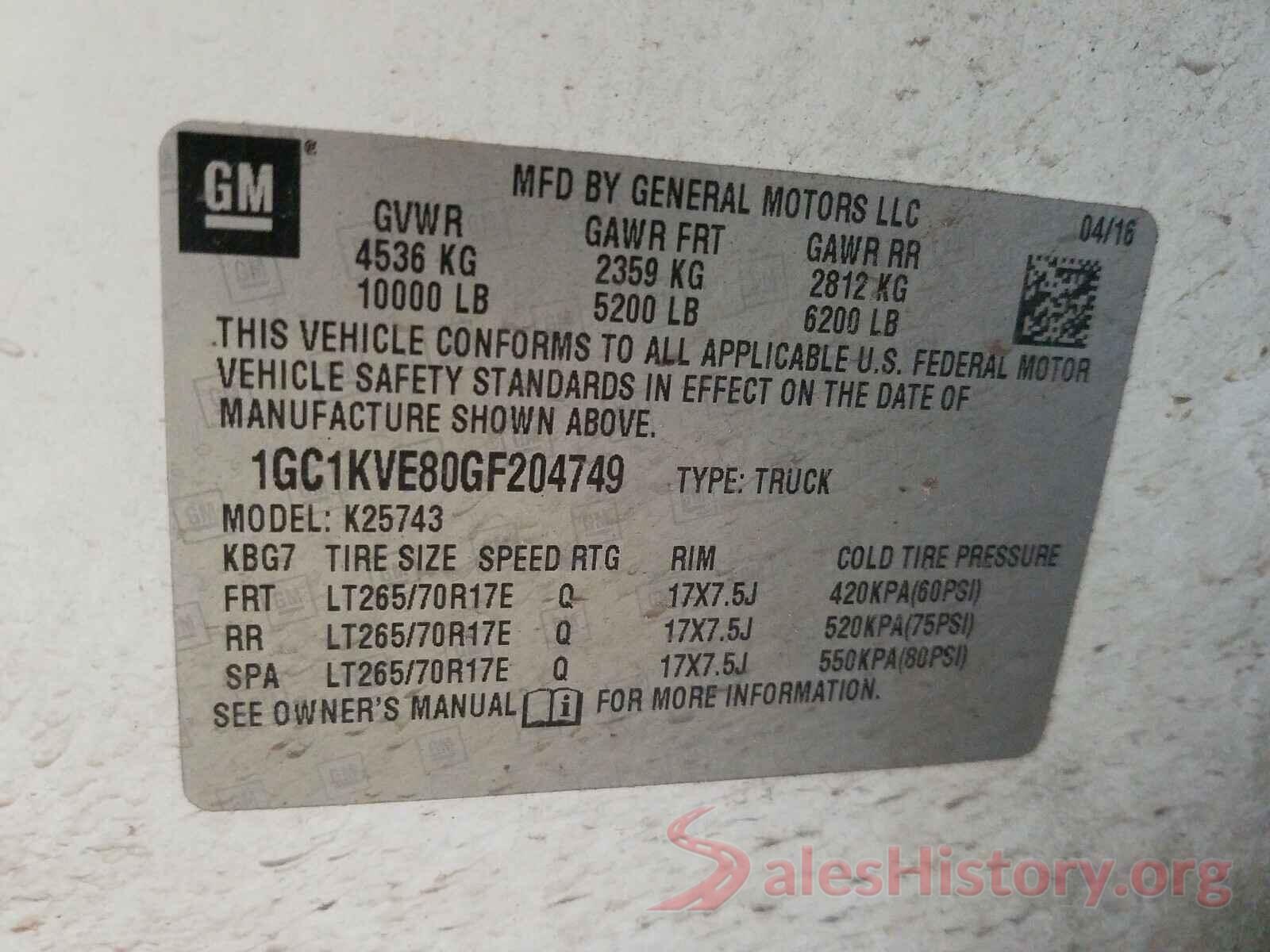 1GC1KVE80GF204749 2016 CHEVROLET SILVERADO