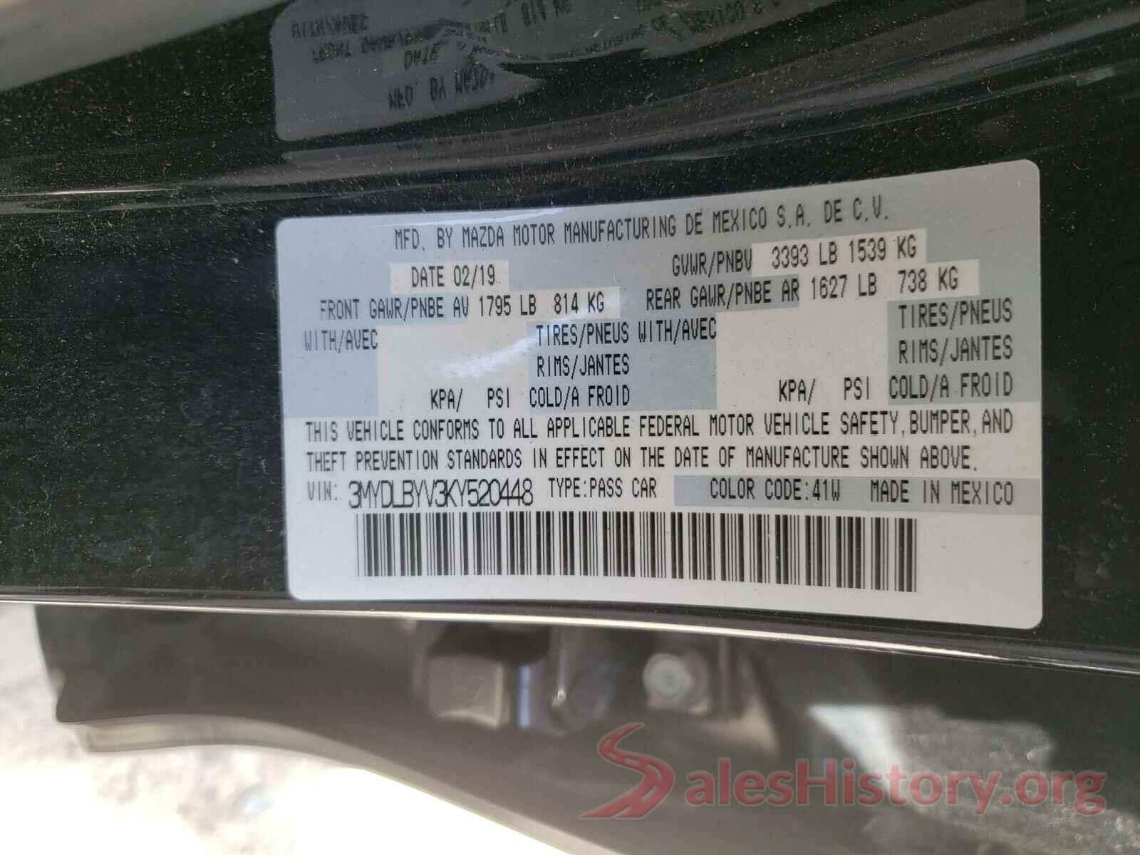 3MYDLBYV3KY520448 2019 TOYOTA YARIS