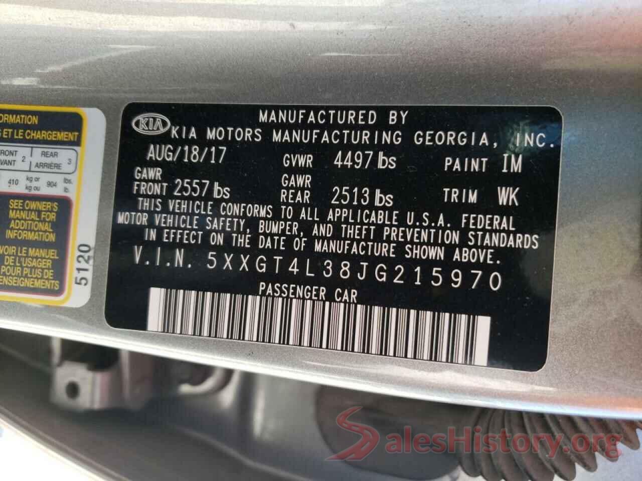 5XXGT4L38JG215970 2018 KIA OPTIMA