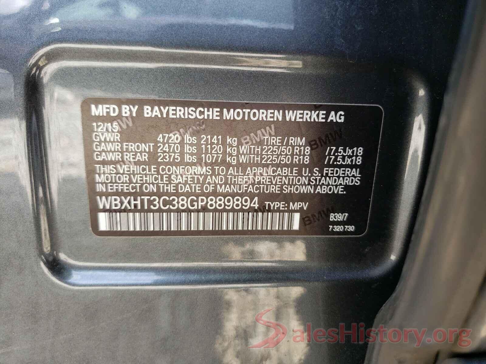 WBXHT3C38GP889894 2016 BMW X1