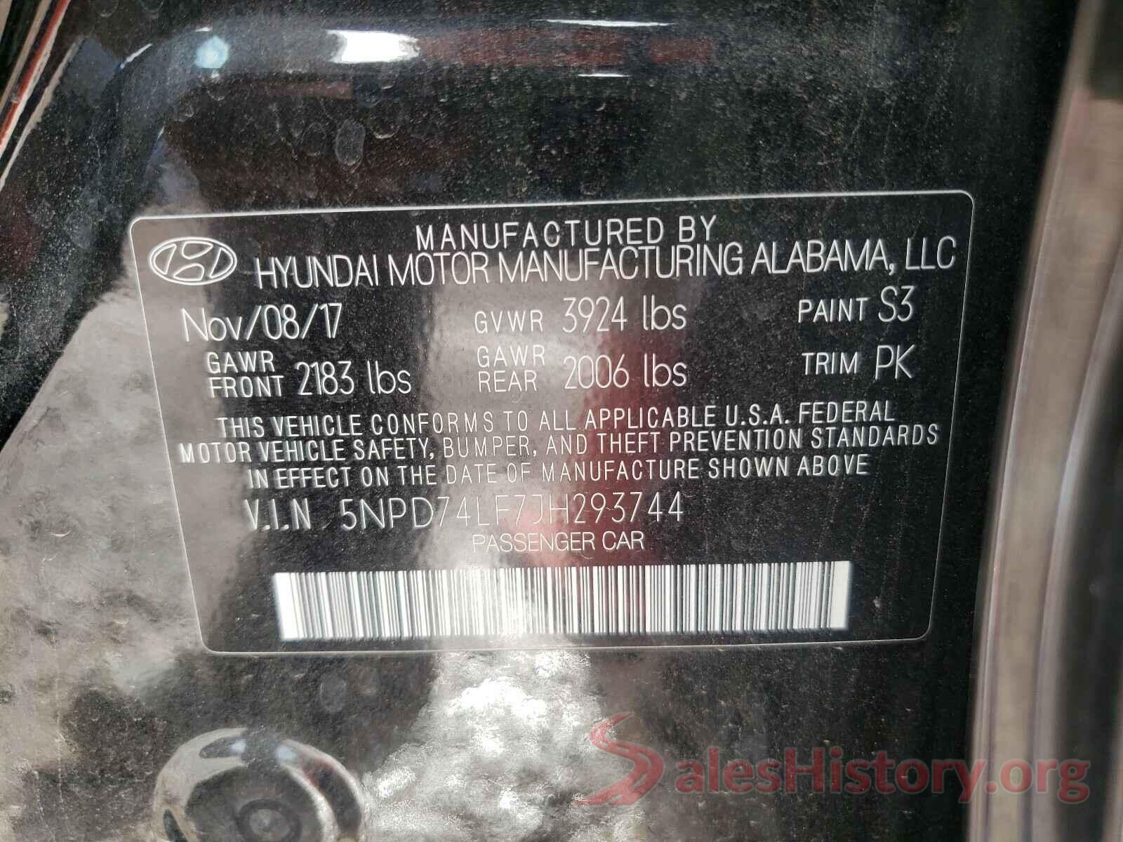 5NPD74LF7JH293744 2018 HYUNDAI ELANTRA