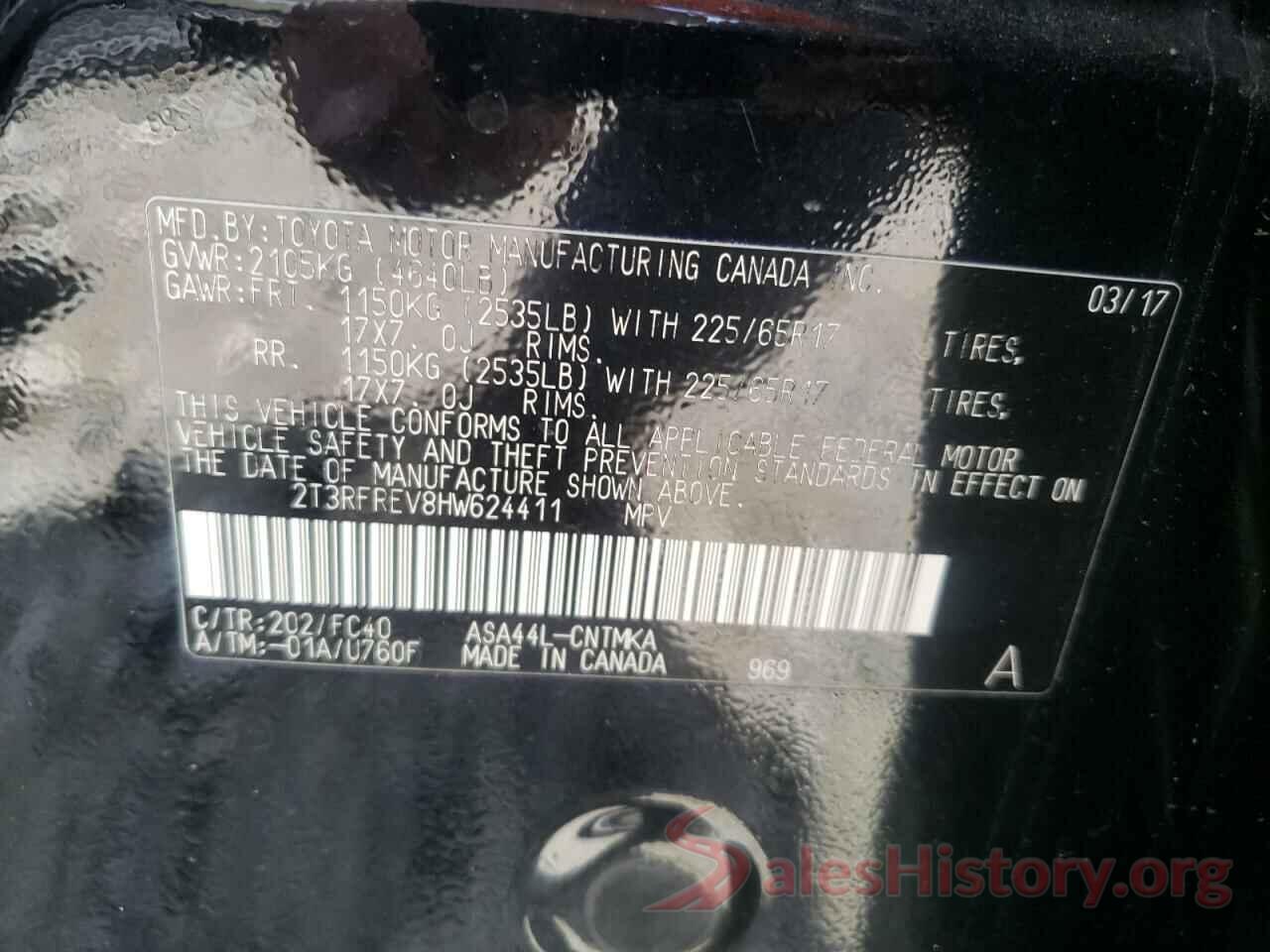 2T3RFREV8HW624411 2017 TOYOTA RAV4