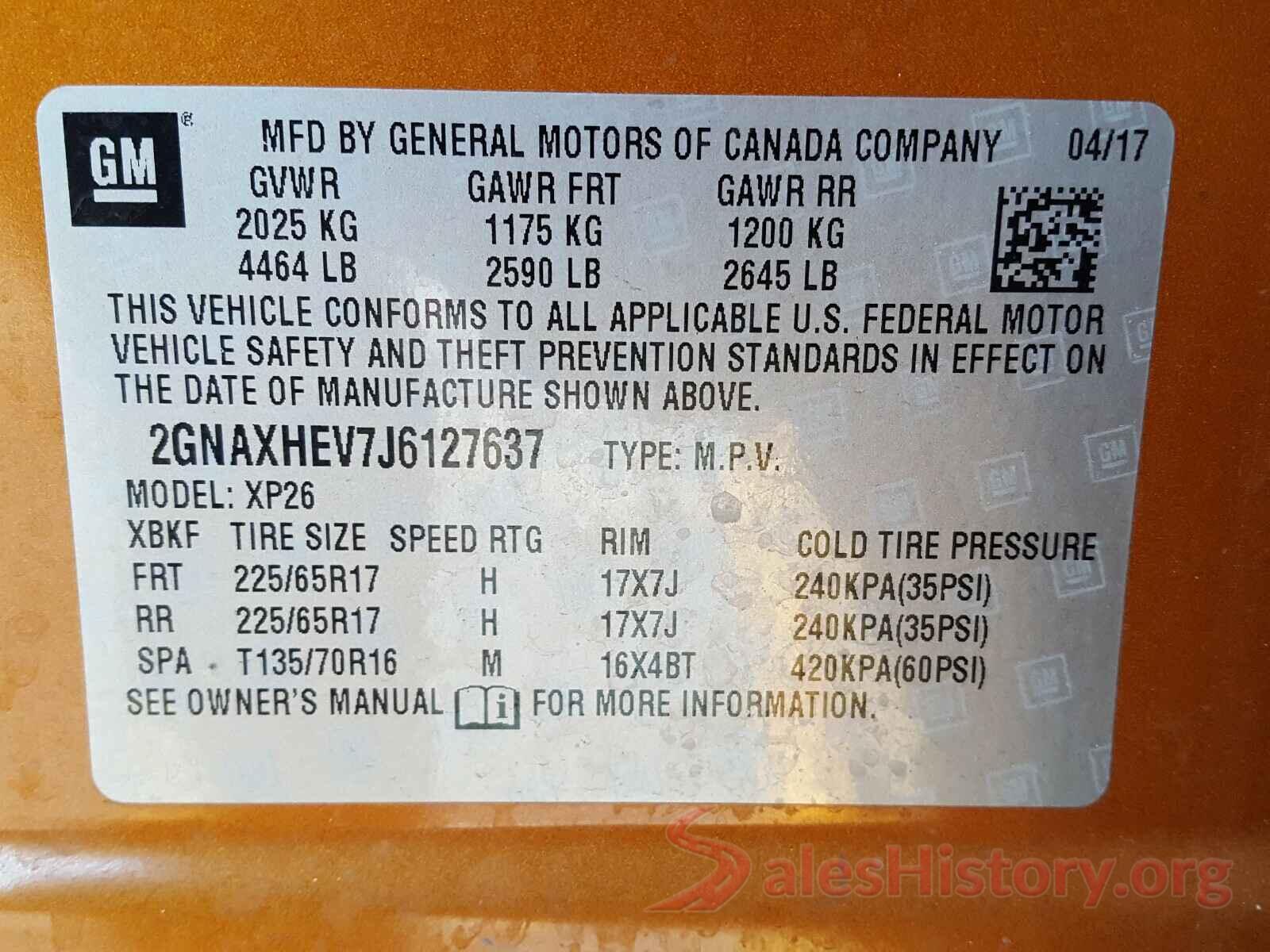 2GNAXHEV7J6127637 2018 CHEVROLET EQUINOX