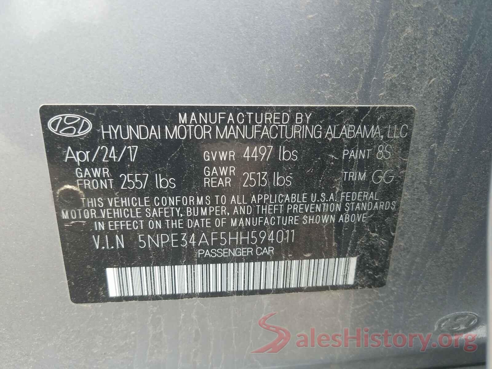 5NPE34AF5HH594011 2017 HYUNDAI SONATA