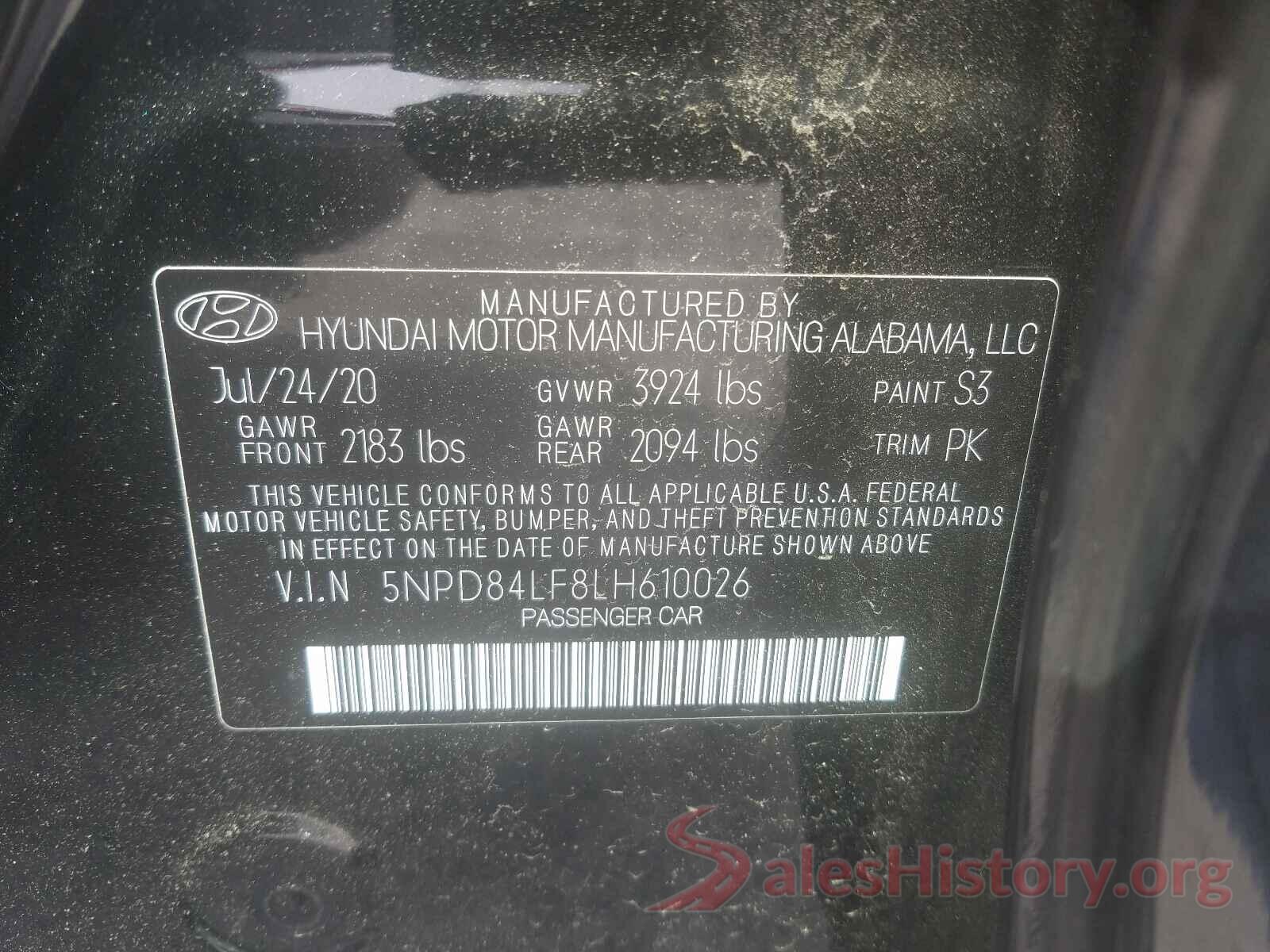 5NPD84LF8LH610026 2020 HYUNDAI ELANTRA