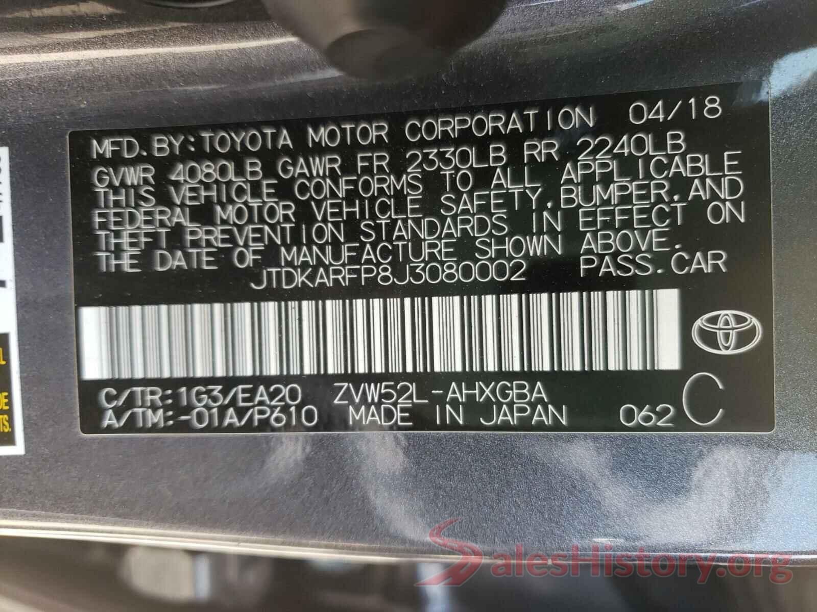 JTDKARFP8J3080002 2018 TOYOTA PRIUS