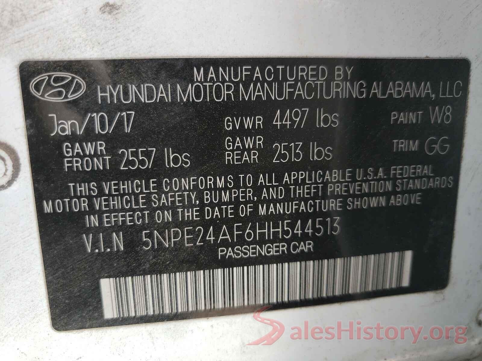 5NPE24AF6HH544513 2017 HYUNDAI SONATA