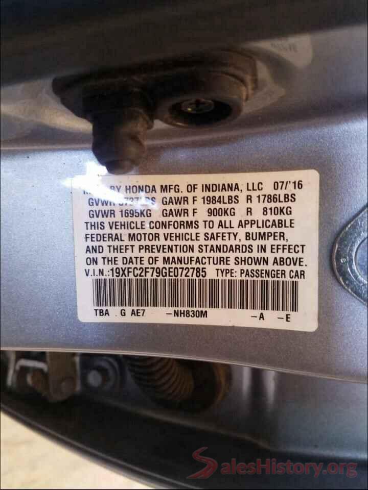 19XFC2F79GE072785 2016 HONDA CIVIC