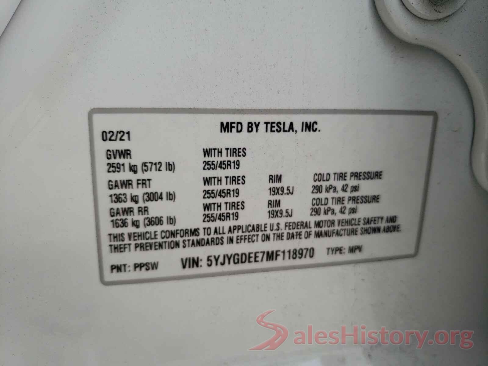 5YJYGDEE7MF118970 2021 TESLA MODEL Y