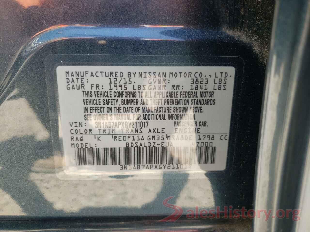 3N1AB7APXGY211017 2016 NISSAN SENTRA