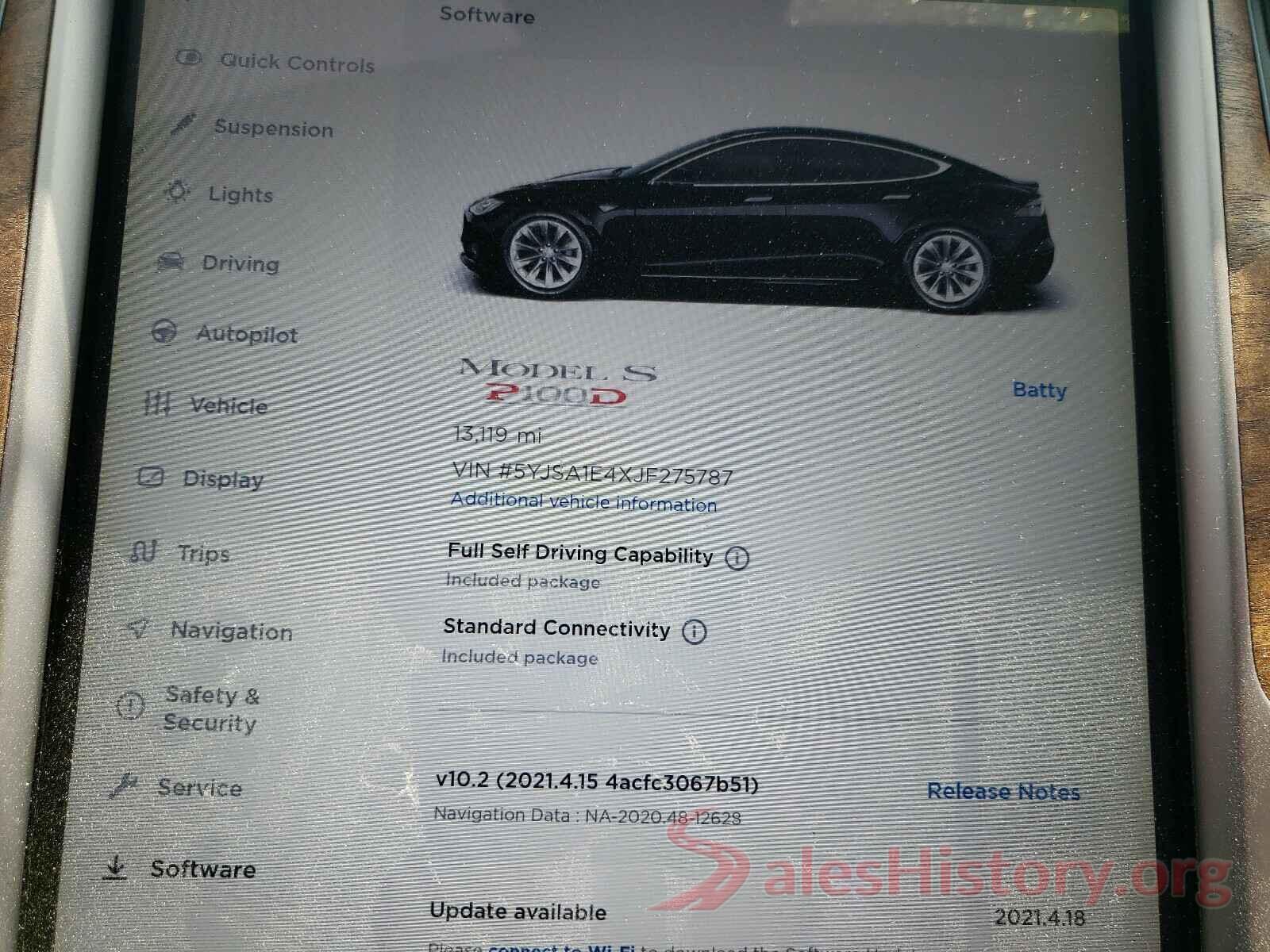 5YJSA1E4XJF275787 2018 TESLA MODEL S