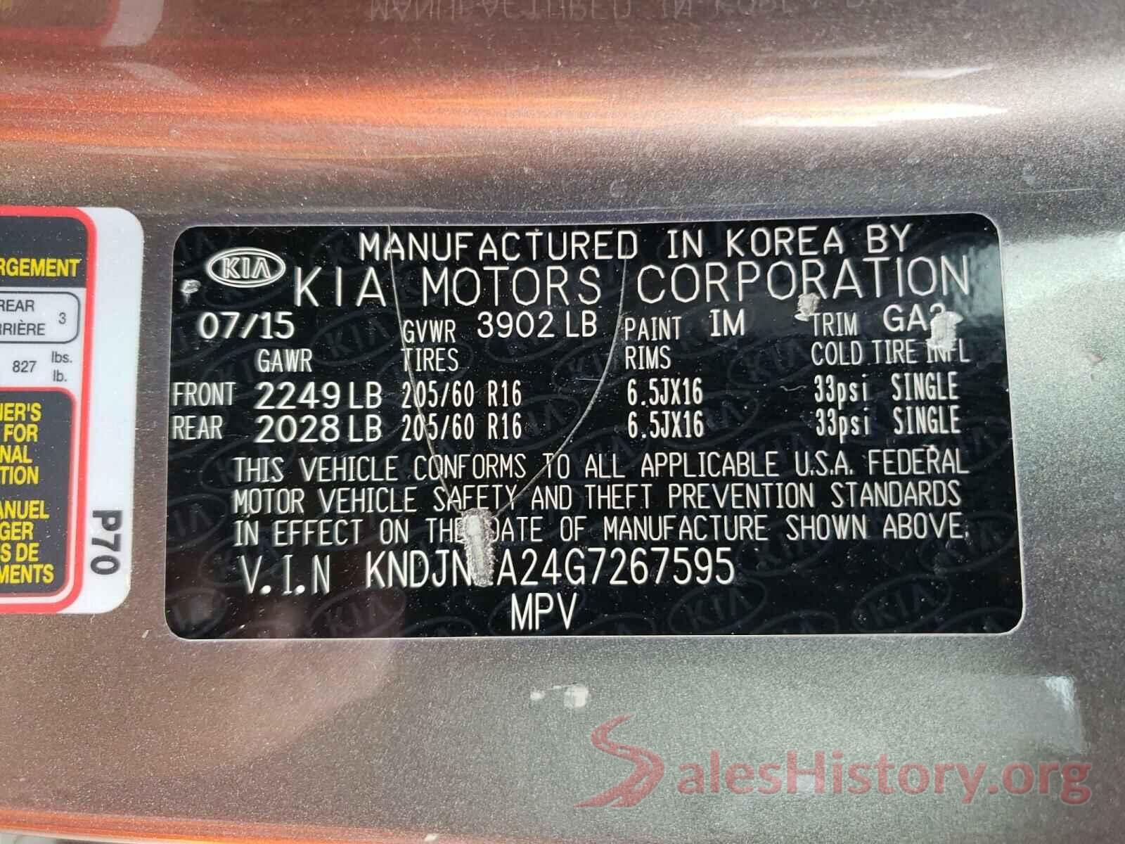 KNDJN2A24G7267595 2016 KIA SOUL