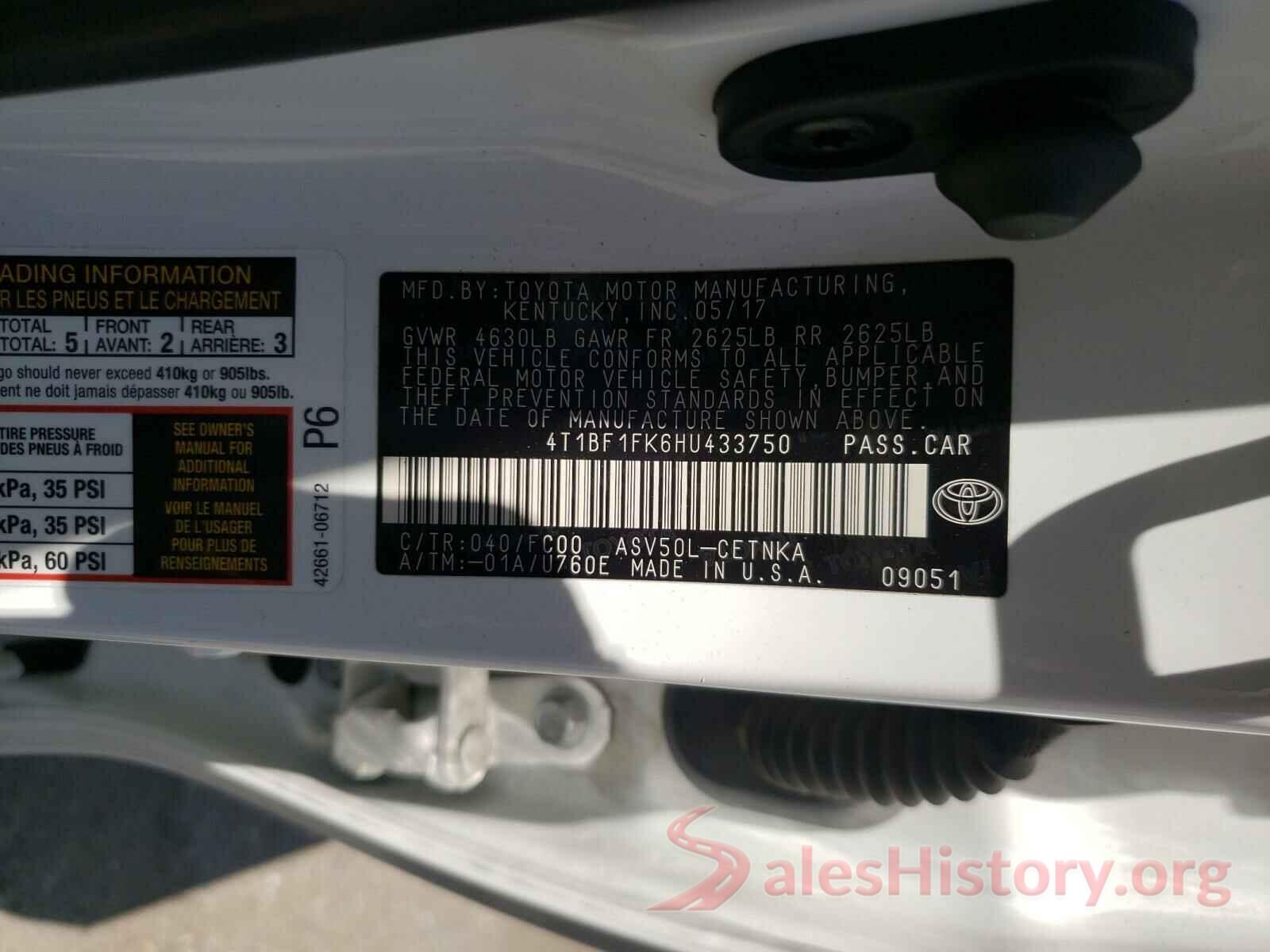 4T1BF1FK6HU433750 2017 TOYOTA CAMRY