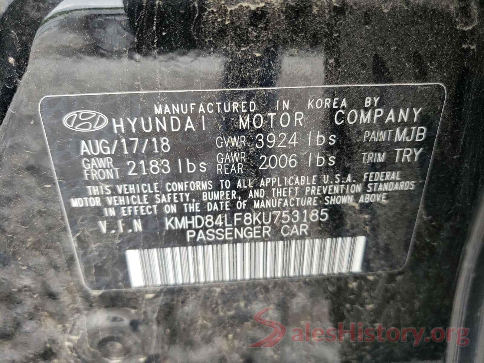 KMHD84LF8KU753185 2019 HYUNDAI ELANTRA