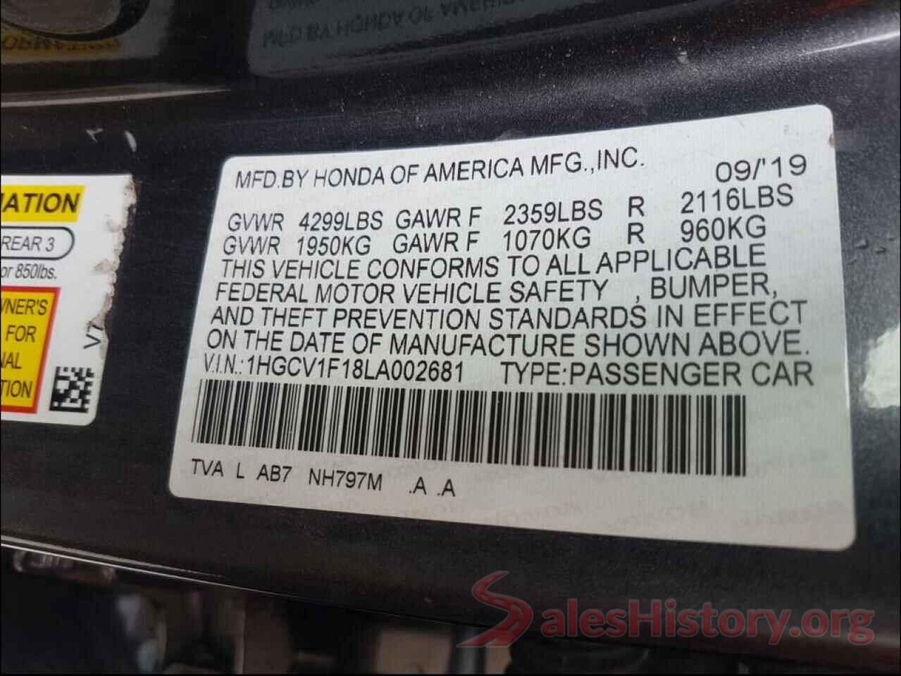 1HGCV1F18LA002681 2020 HONDA ACCORD