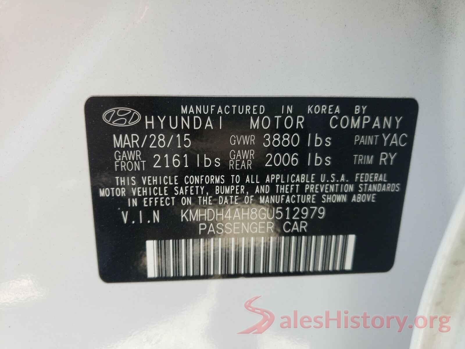 KMHDH4AH8GU512979 2016 HYUNDAI ELANTRA