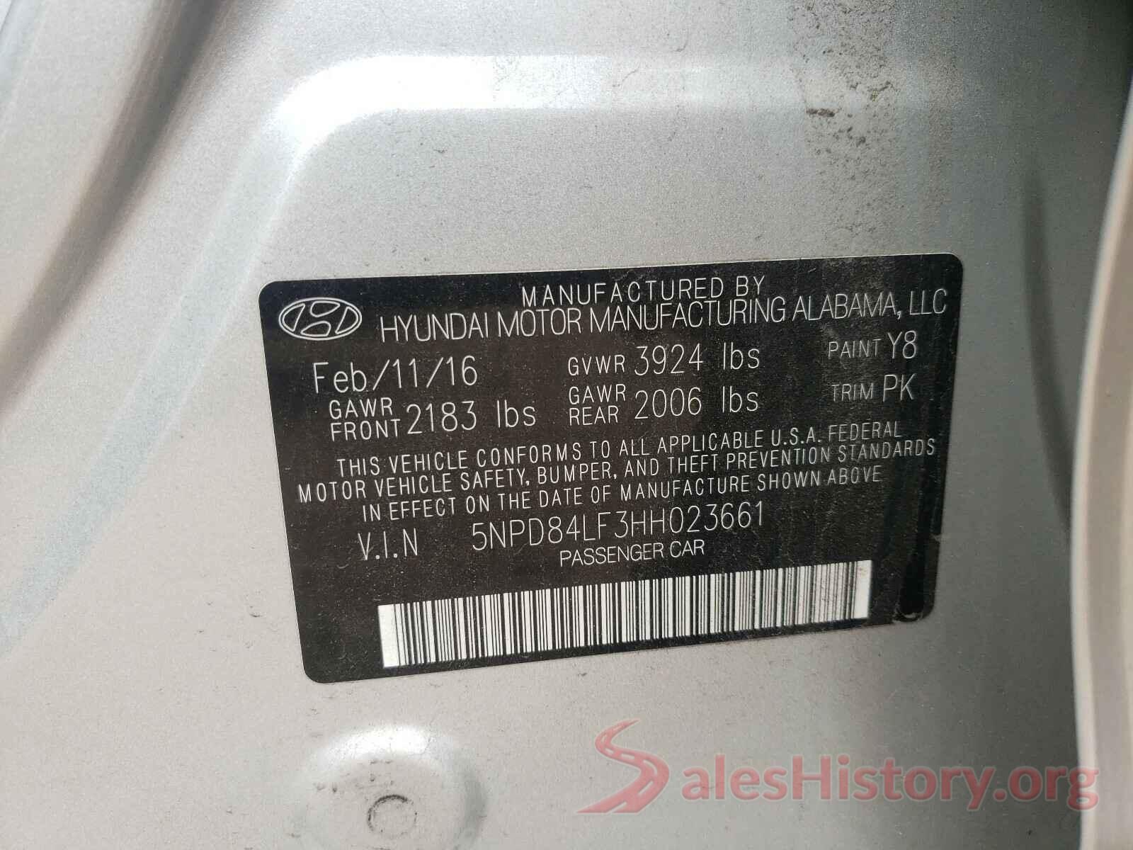 5NPD84LF3HH023661 2017 HYUNDAI ELANTRA