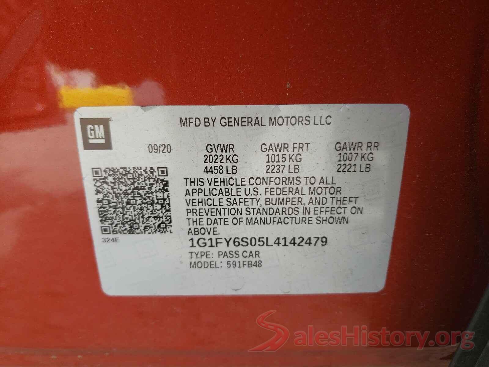 1G1FY6S05L4142479 2020 CHEVROLET BOLT