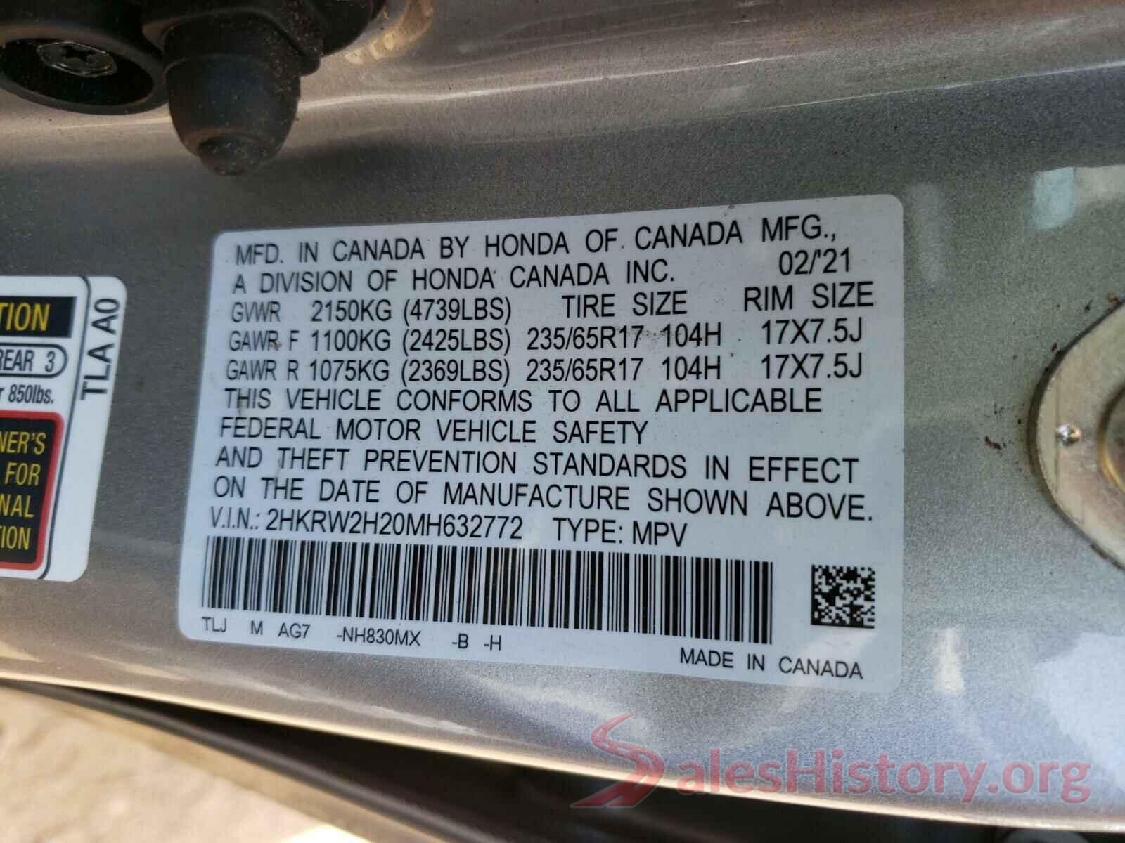 2HKRW2H20MH632772 2021 HONDA CRV