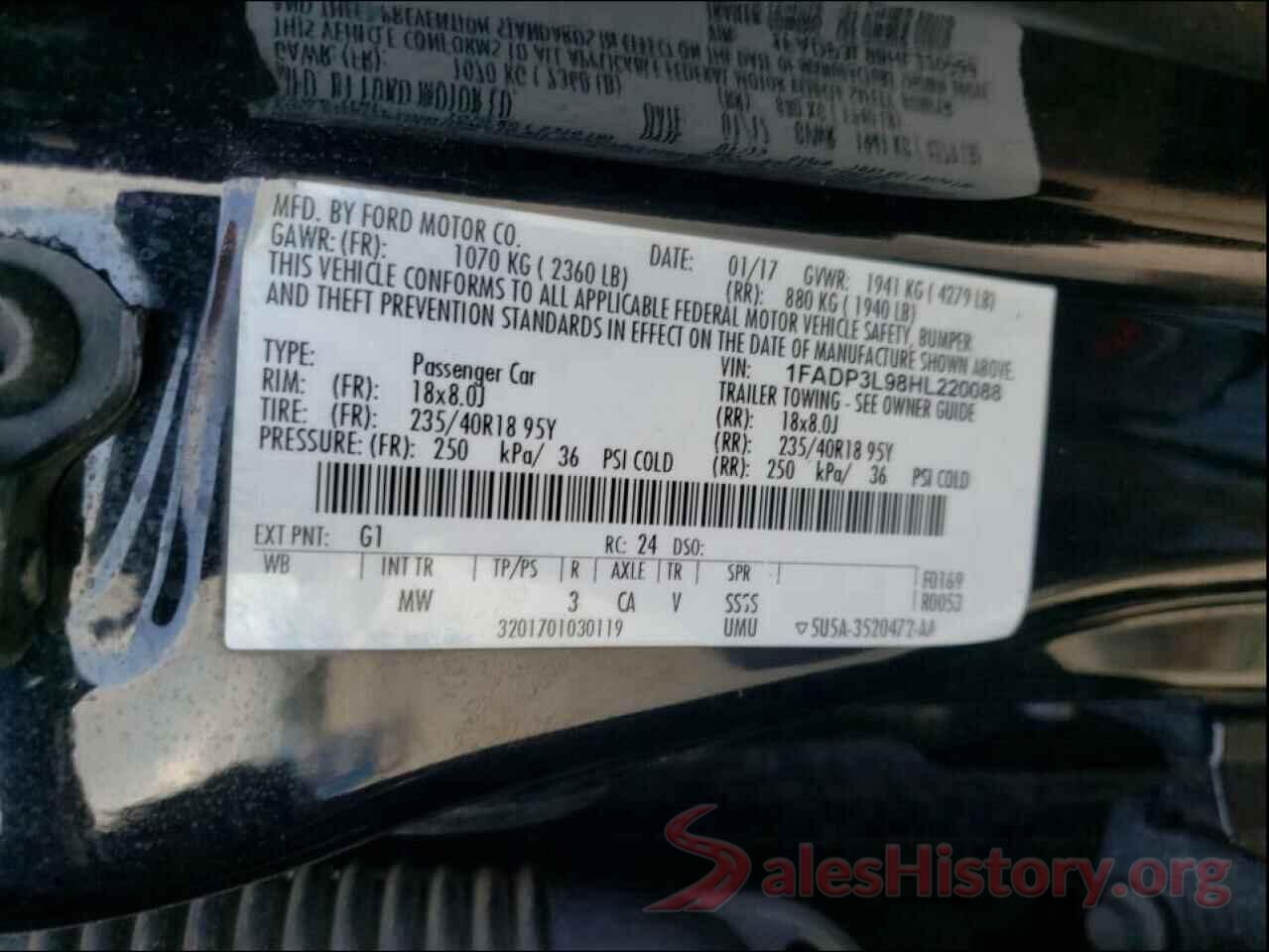 1FADP3L98HL220088 2017 FORD FOCUS