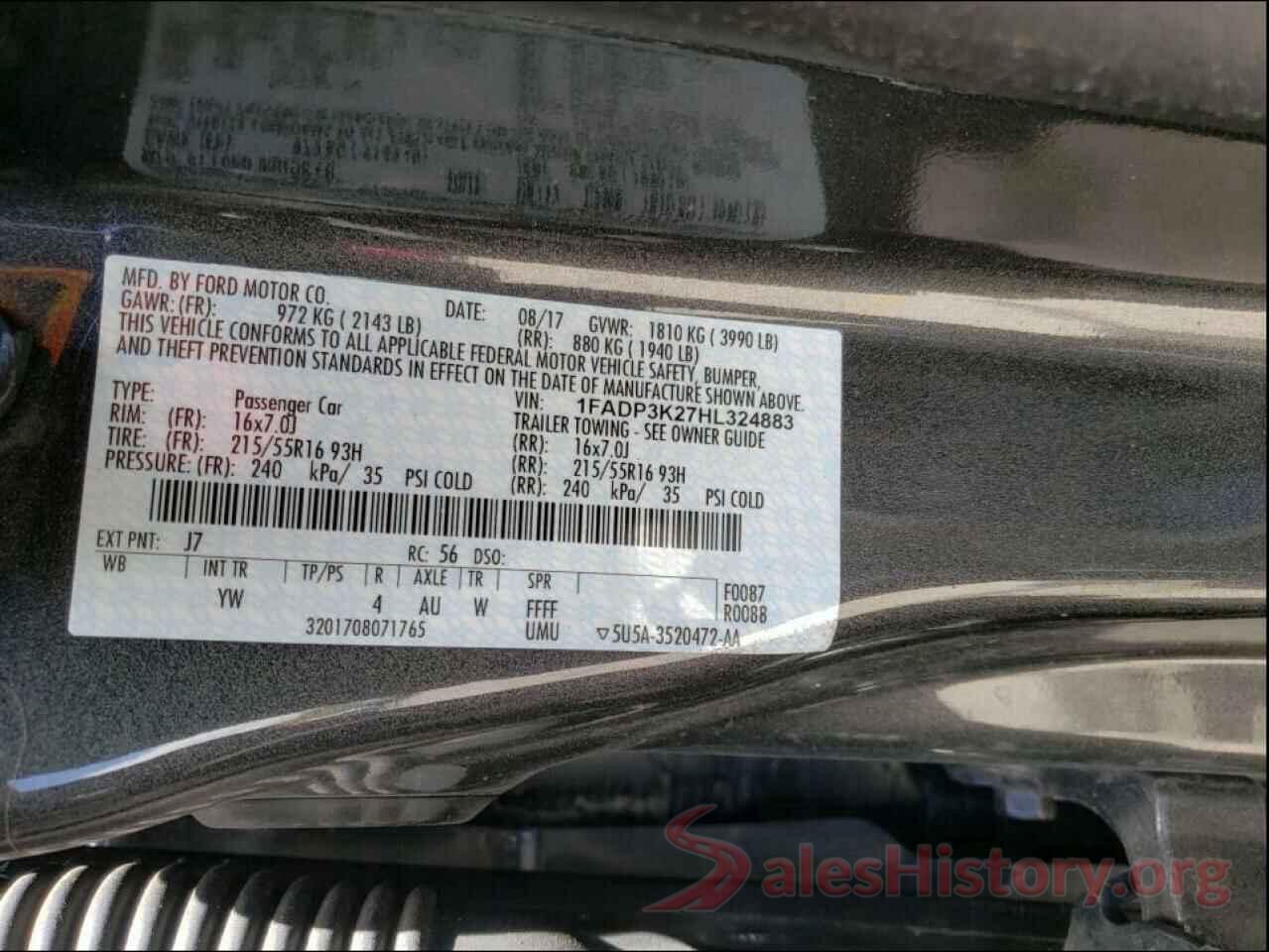 1FADP3K27HL324883 2017 FORD FOCUS