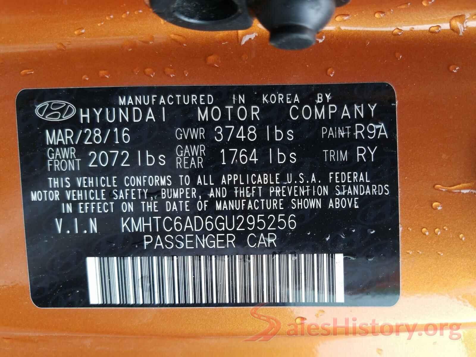 KMHTC6AD6GU295256 2016 HYUNDAI VELOSTER