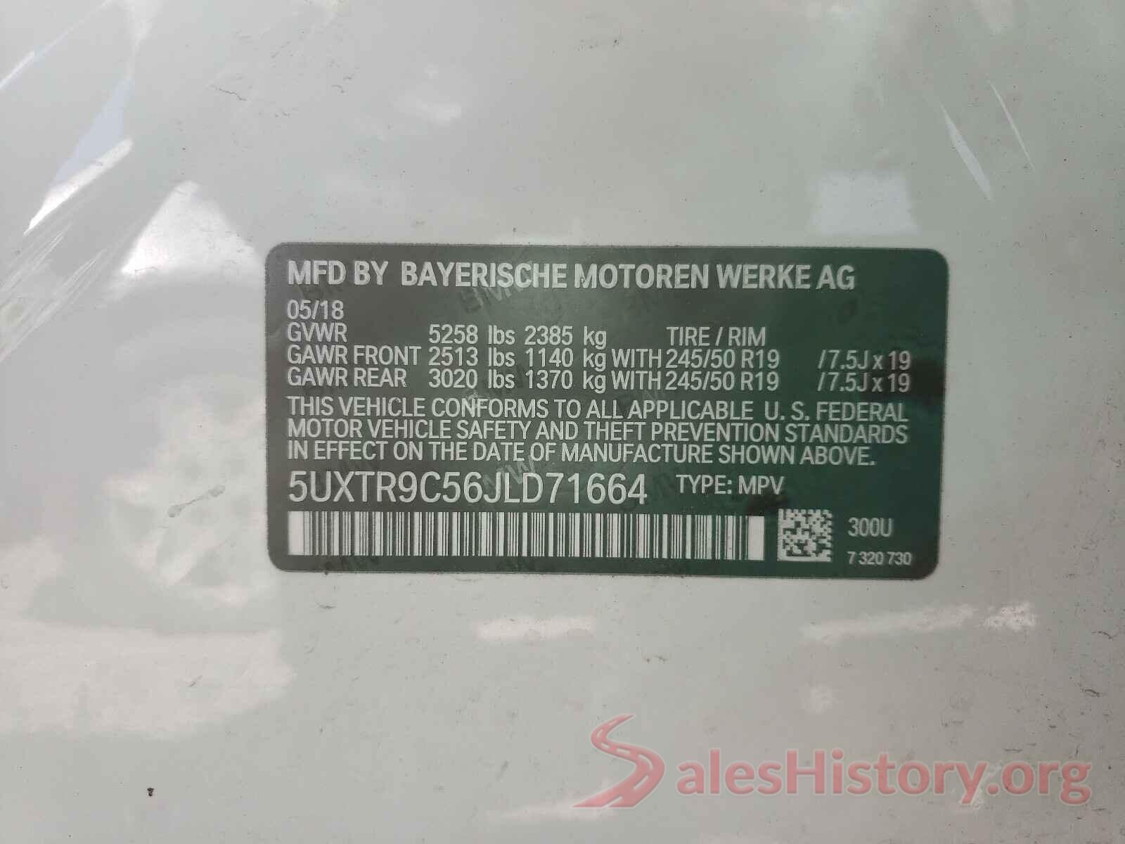 5UXTR9C56JLD71664 2018 BMW X3