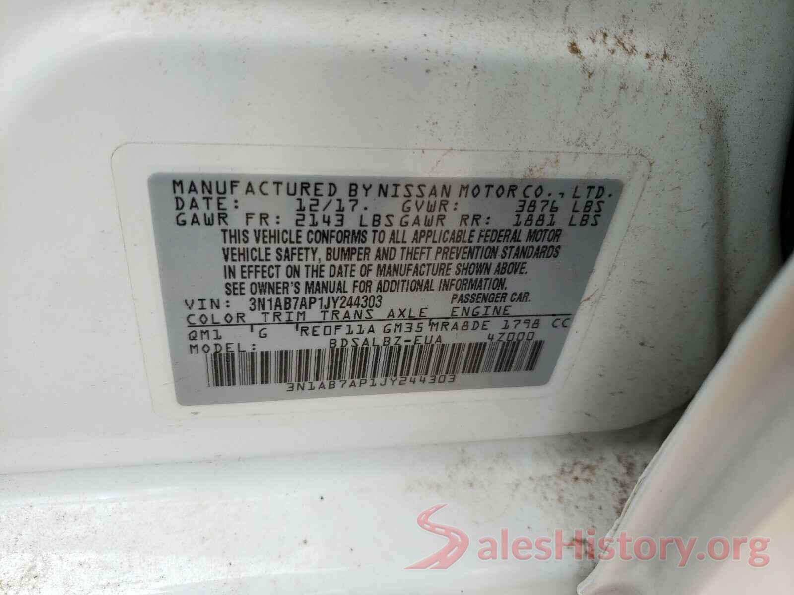 3N1AB7AP1JY244303 2018 NISSAN SENTRA