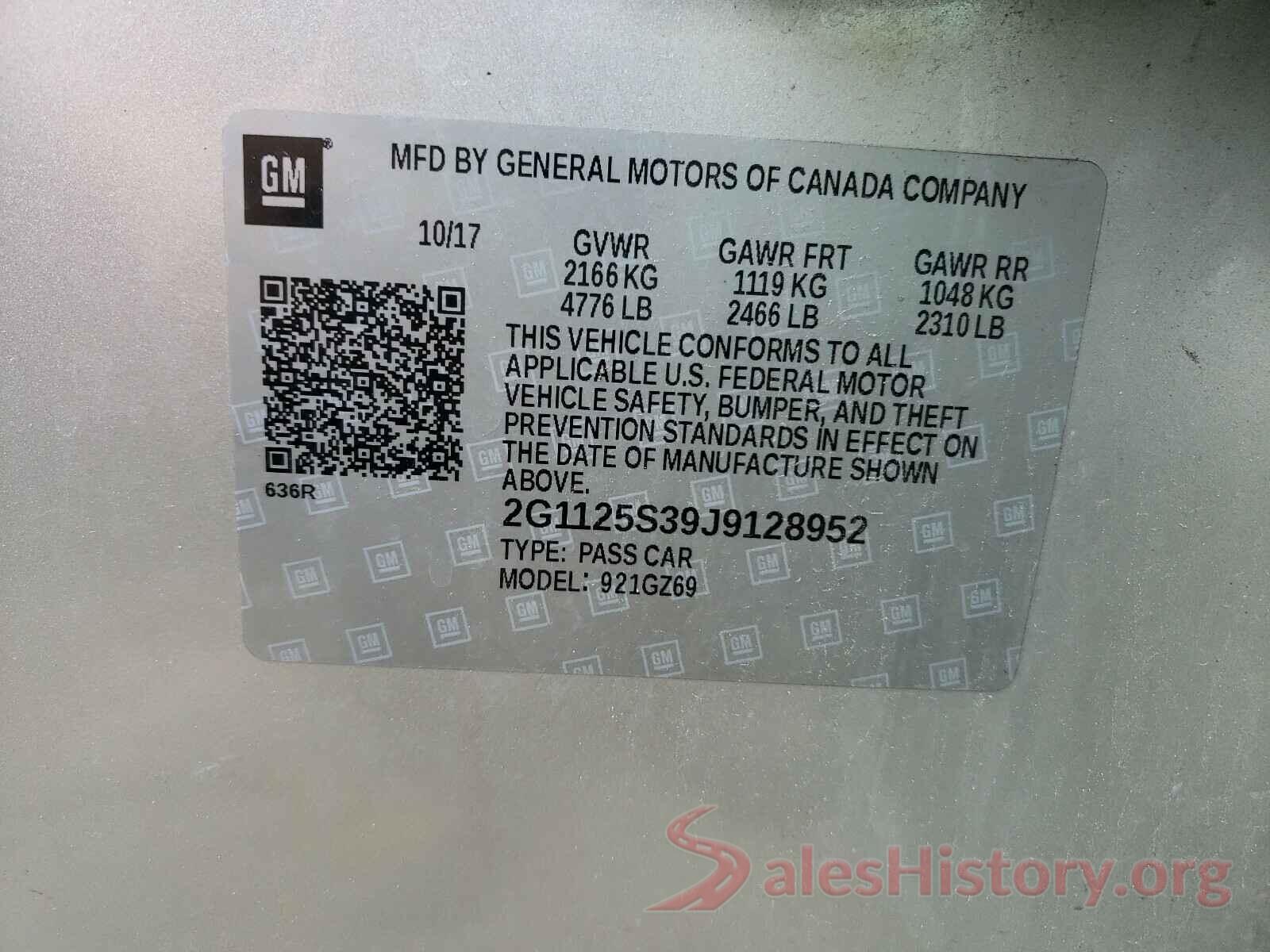 2G1125S39J9128952 2018 CHEVROLET IMPALA