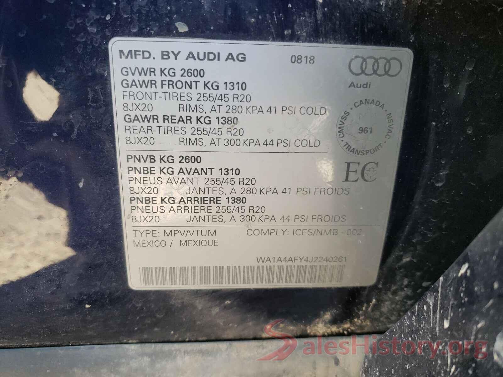 WA1A4AFY4J2240261 2018 AUDI SQ5