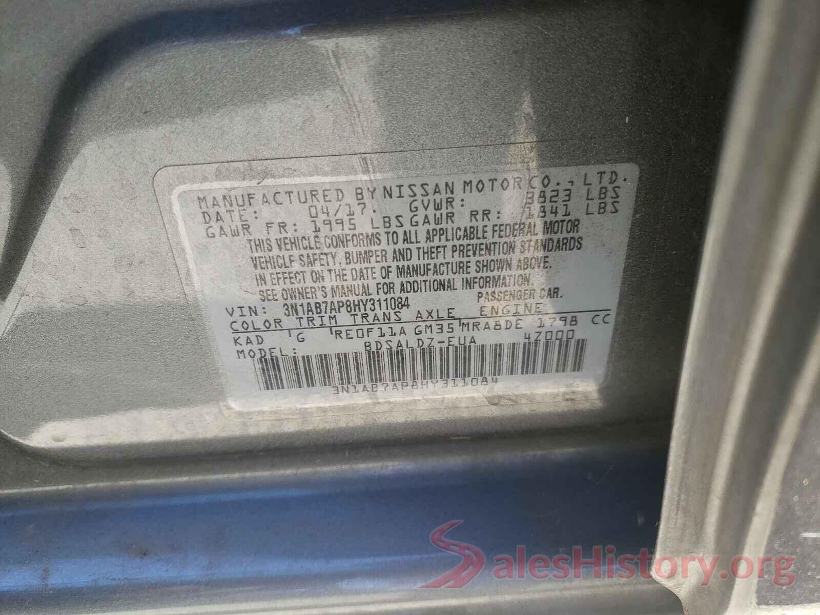 3N1AB7AP8HY311084 2017 NISSAN SENTRA