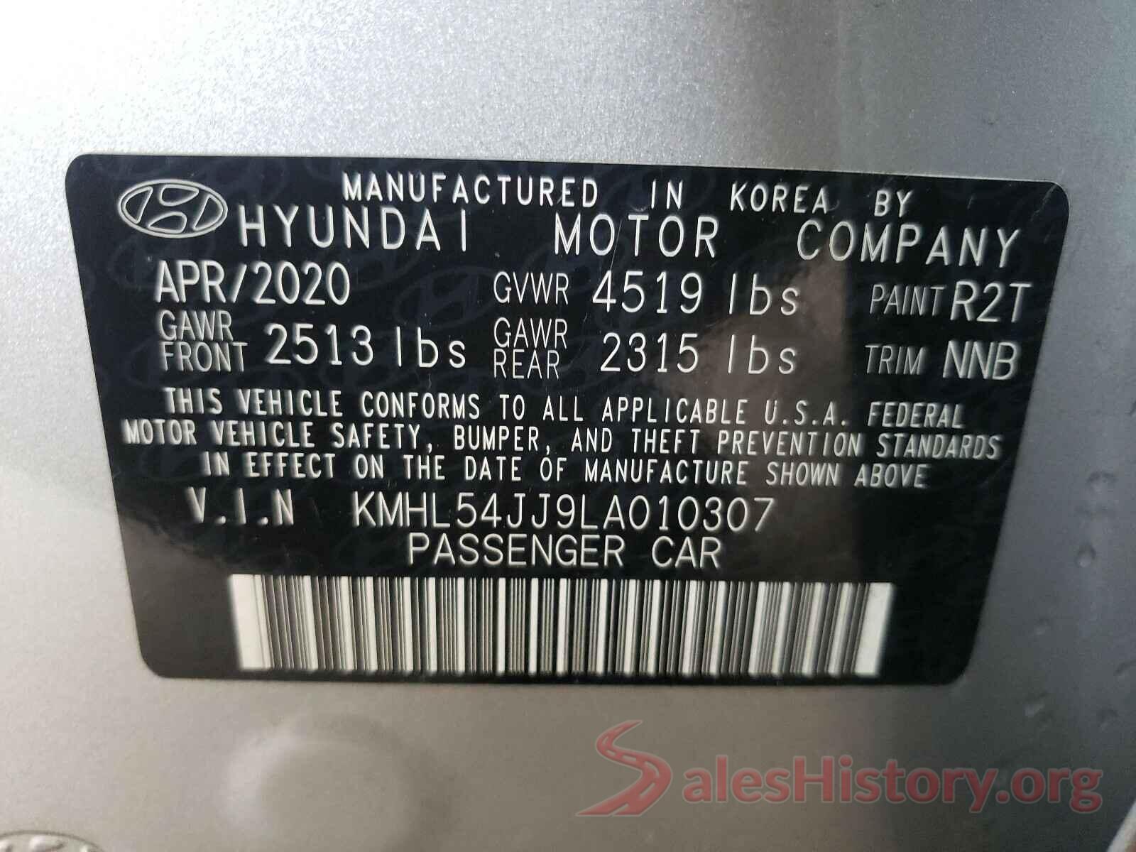 KMHL54JJ9LA010307 2020 HYUNDAI SONATA