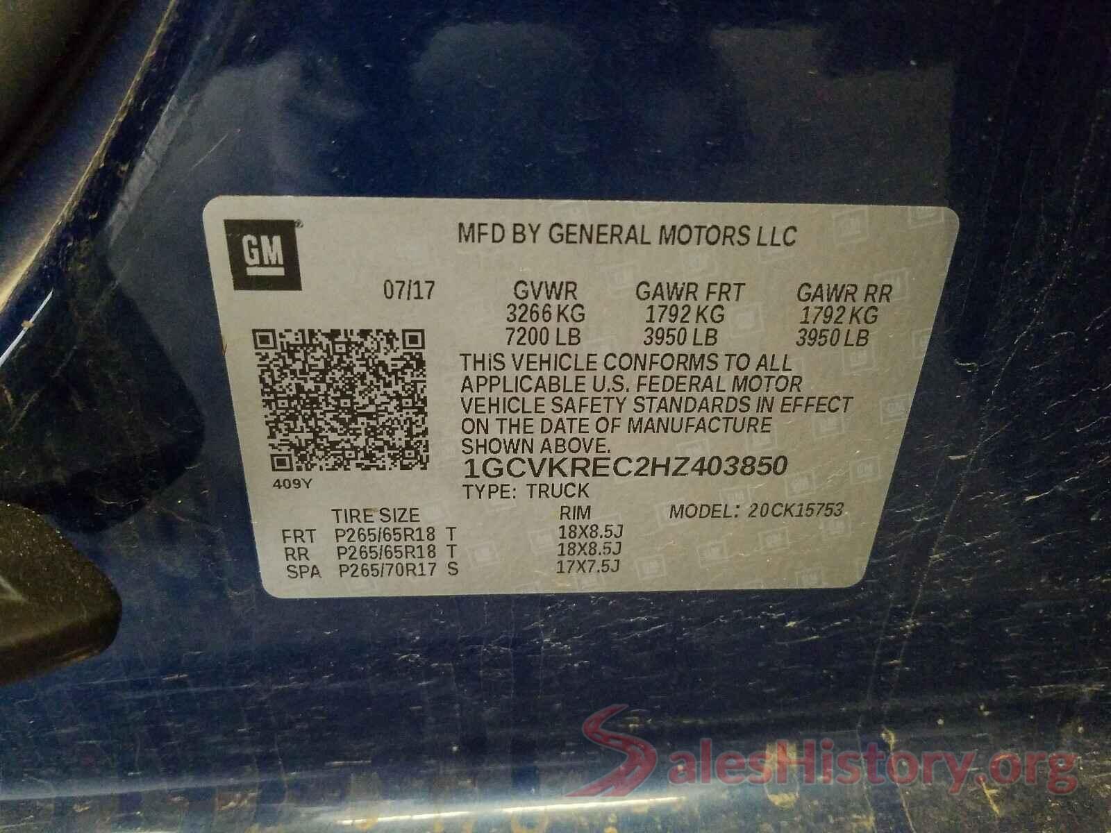 1GCVKREC2HZ403850 2017 CHEVROLET SILVERADO