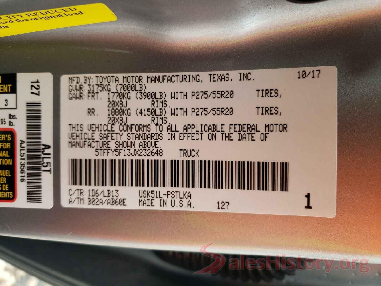 5TFFY5F13JX232648 2018 TOYOTA TUNDRA